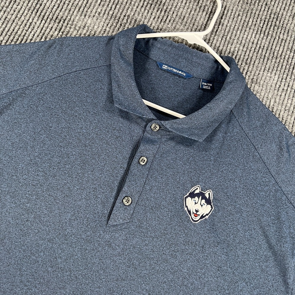 UConn Huskies Polo Shirt Mens 3XB Big Blue Short Sleeve Performance Casual NCAA